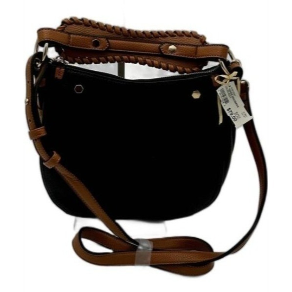 Kensie Crossbody Shoulder Bag Womens Braided Top Handle Adj Strap Black Brown